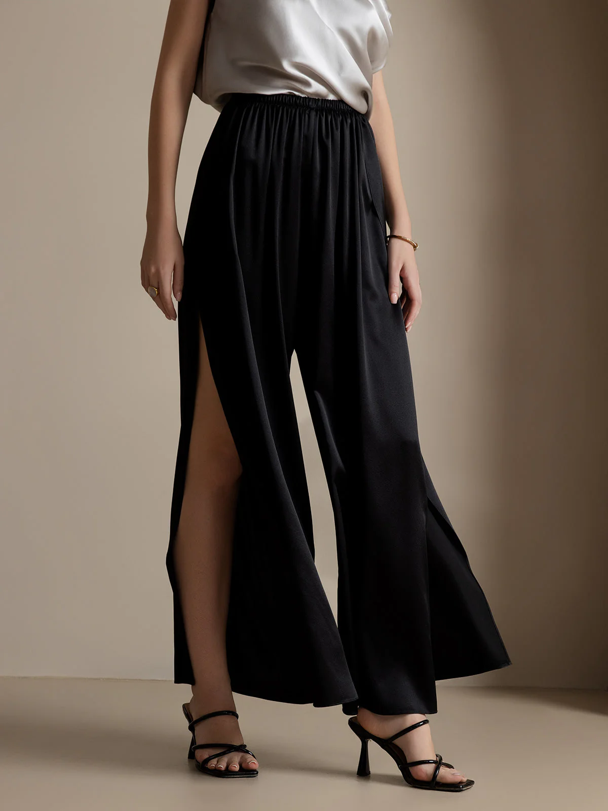 19Momme Pantalones de Seda a Fisura Alta - Image 15