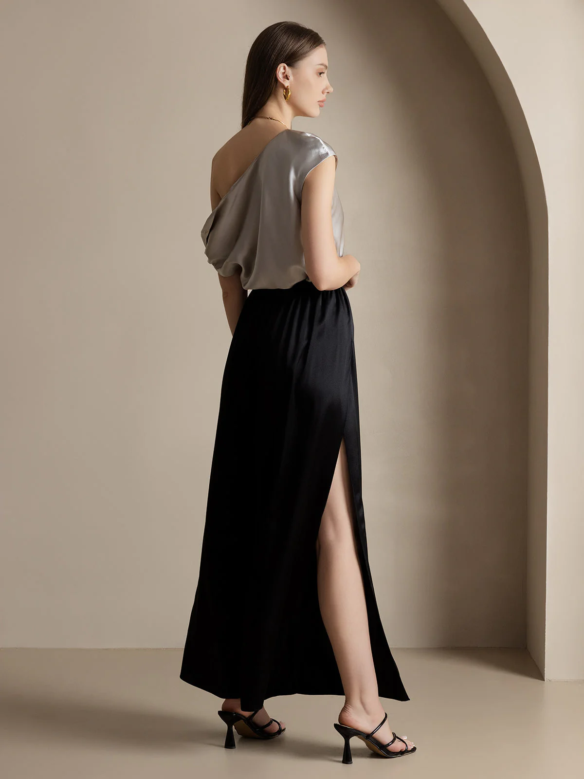 19Momme Pantalones de Seda a Fisura Alta - Image 16