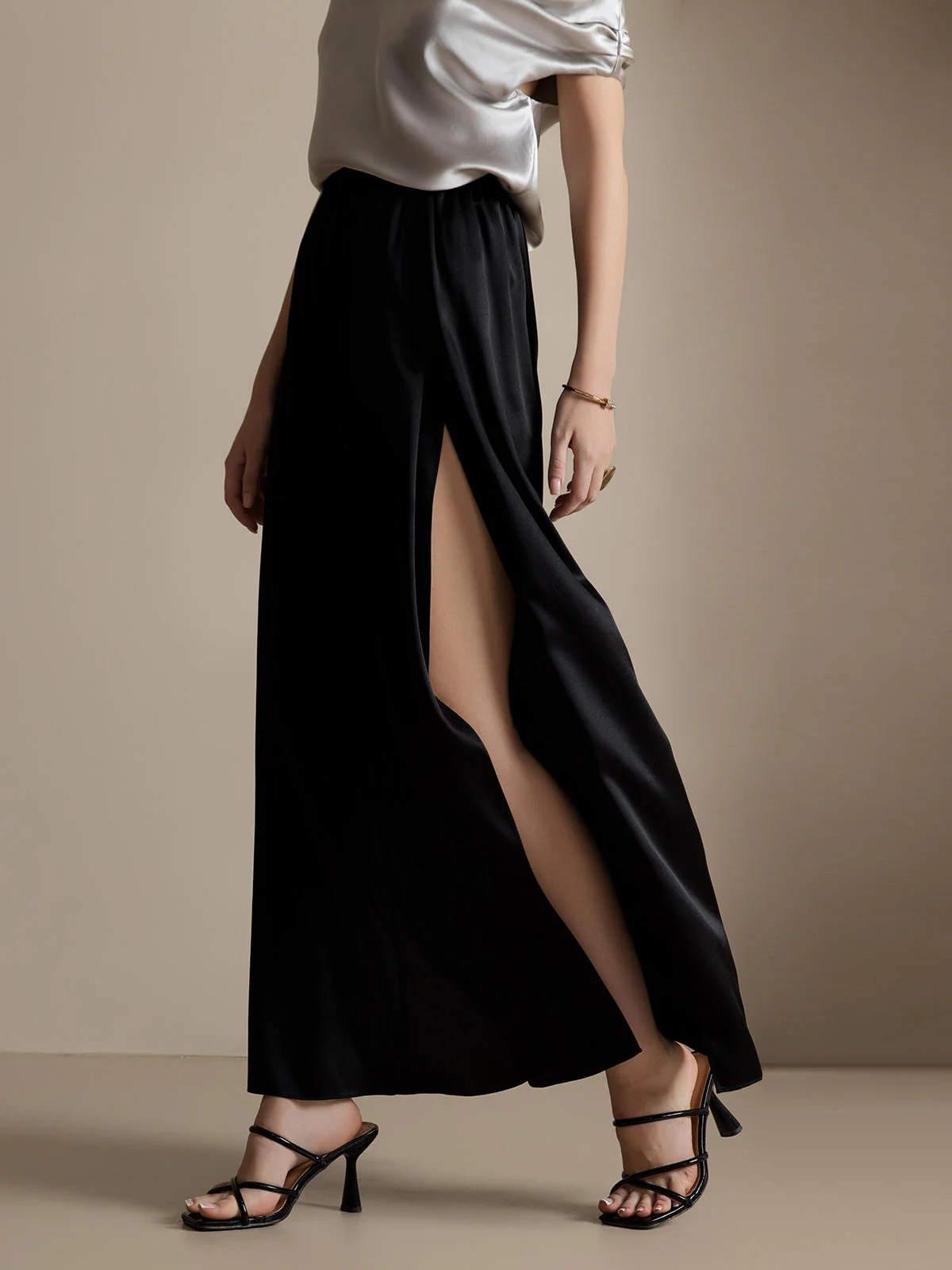19Momme Pantalones de Seda a Fisura Alta - Image 17