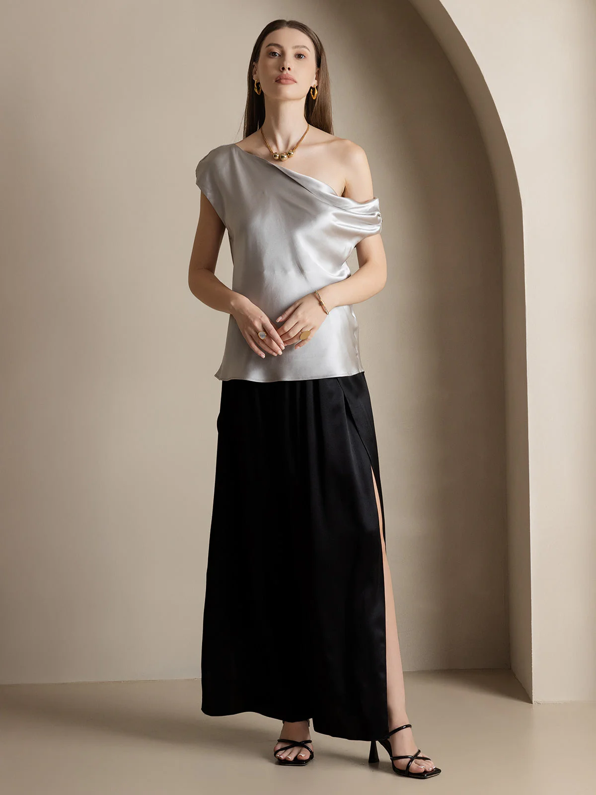 19Momme Pantalones de Seda a Fisura Alta - Image 23