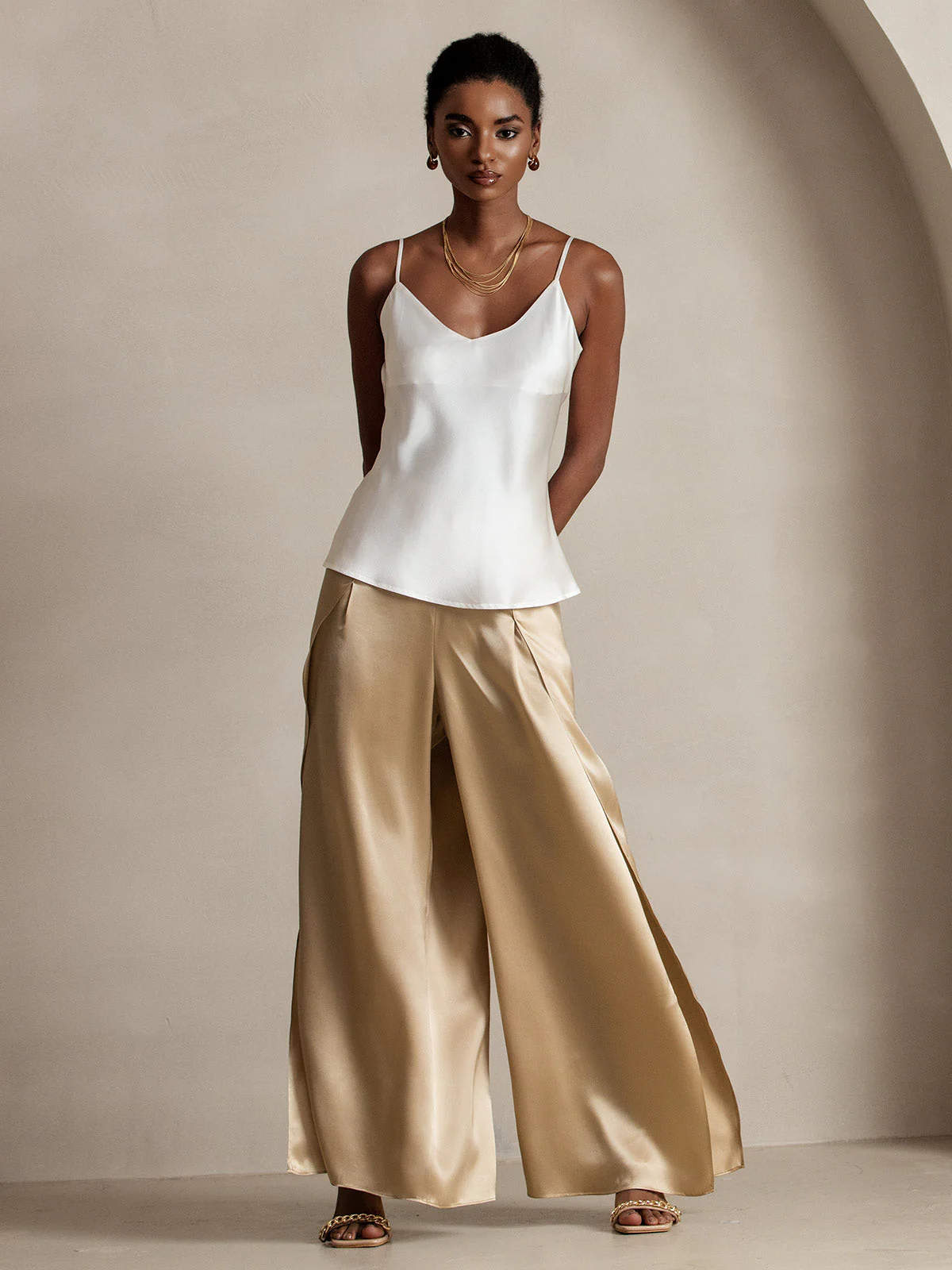 19Momme Pantalones de Seda a Fisura Alta - Image 4