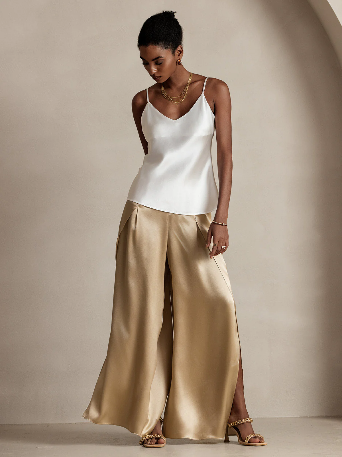 19Momme Pantalones de Seda a Fisura Alta - Image 5