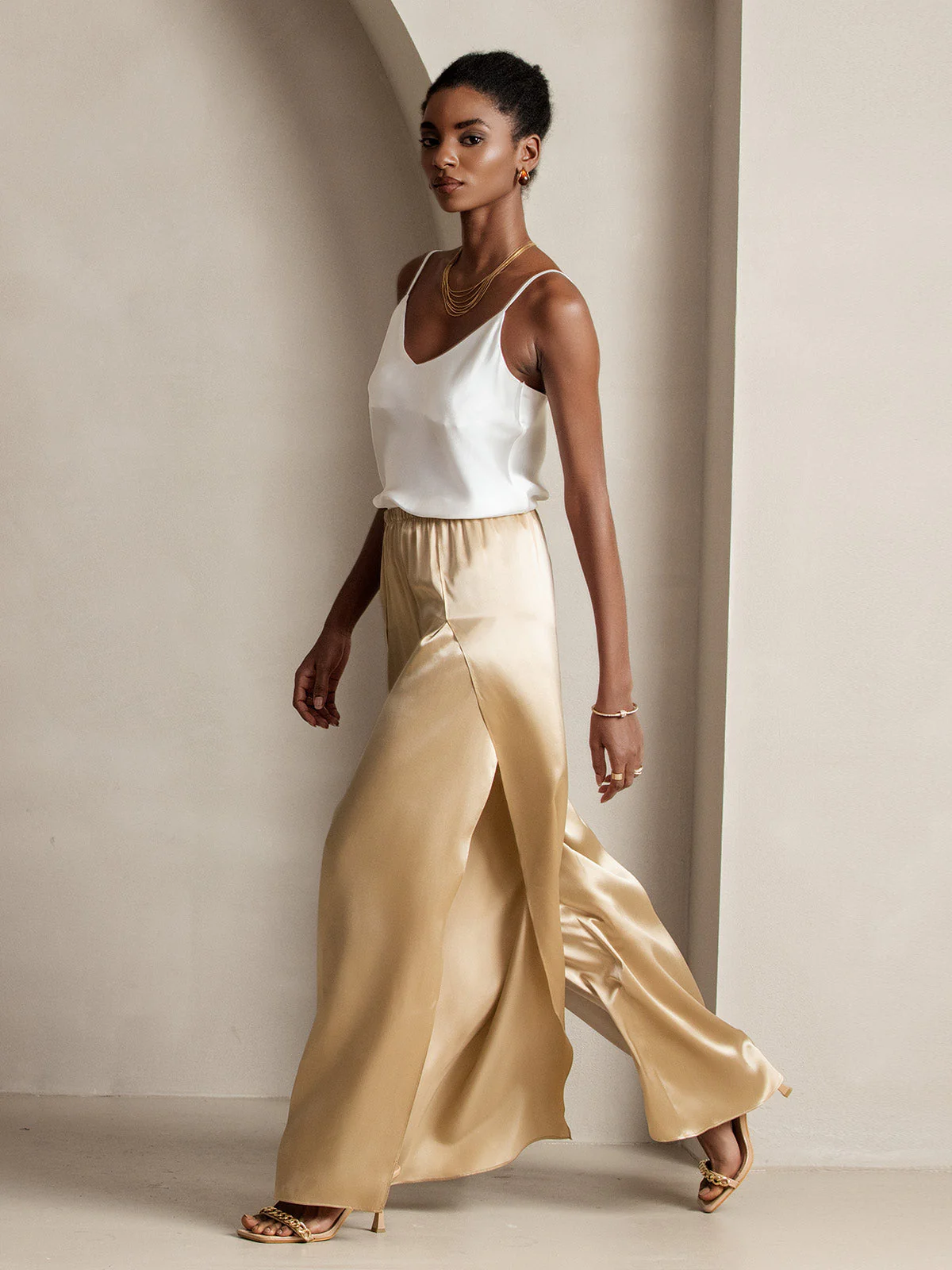 19Momme Pantalones de Seda a Fisura Alta - Image 6