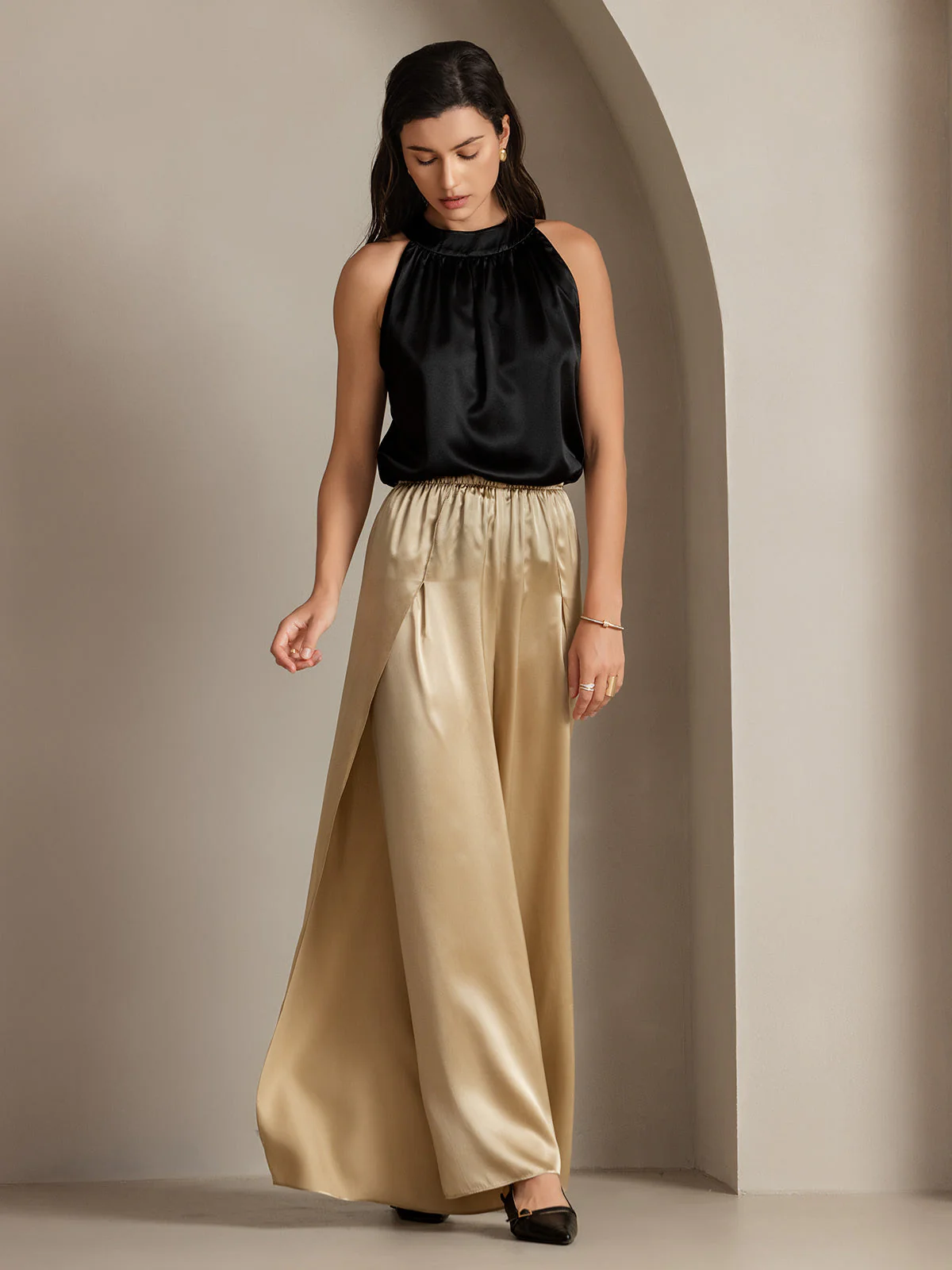 19Momme Pantalones de Seda a Fisura Alta - Image 8