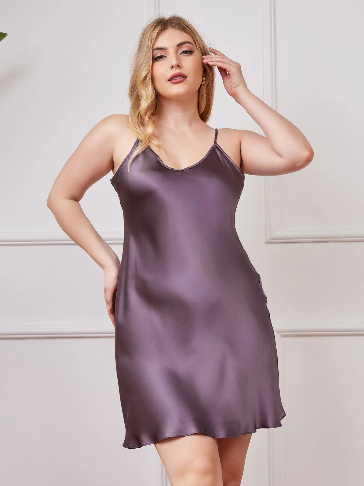 Camisón Sexy de Seda Pura para Tallas Grandes - Image 19