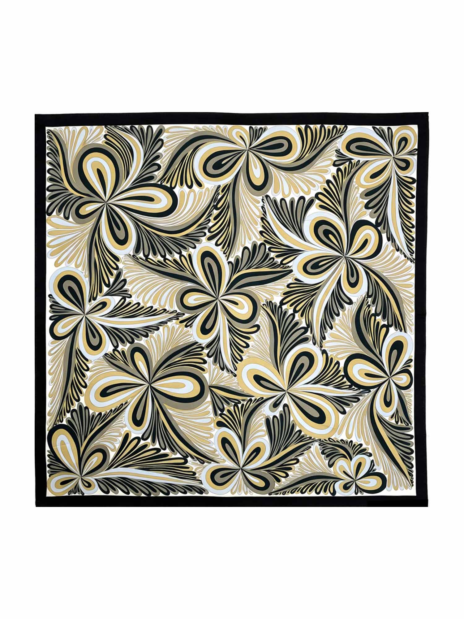 Pañuelo Cuadrado de Seda Pura con Estampado Floral Abstracto - Tamaño 90x90cm