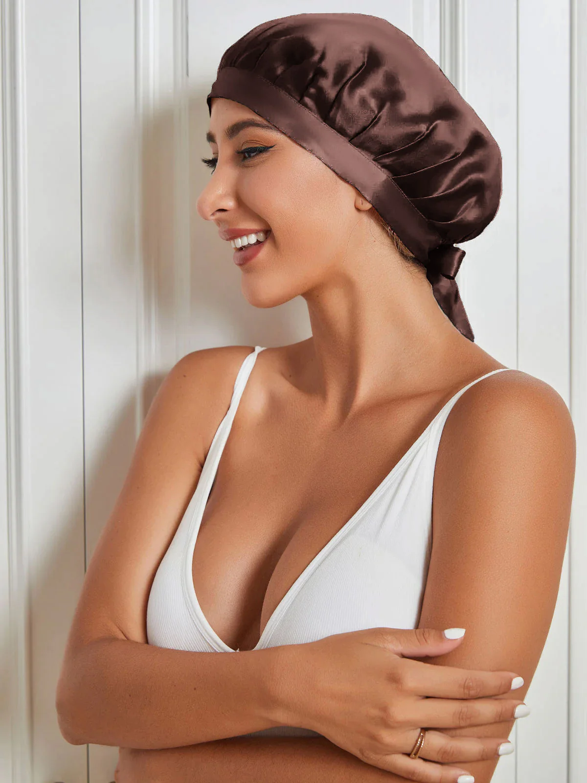Gorro clásico de pura seda con cintas - Image 6