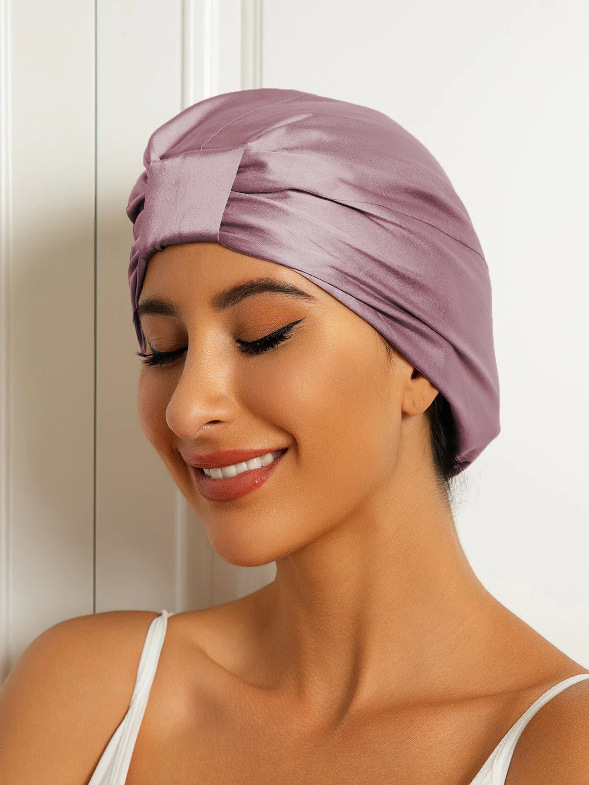 Gorro turbante de noche de doble capa de seda pura - Image 11