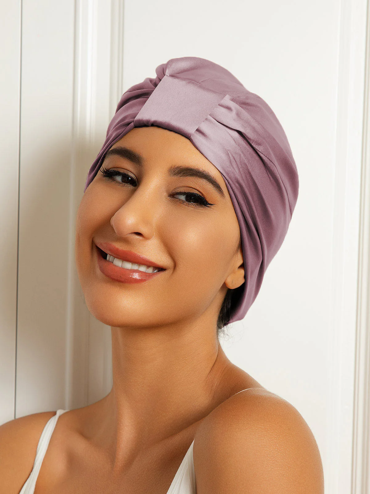 Gorro turbante de noche de doble capa de seda pura - Image 13