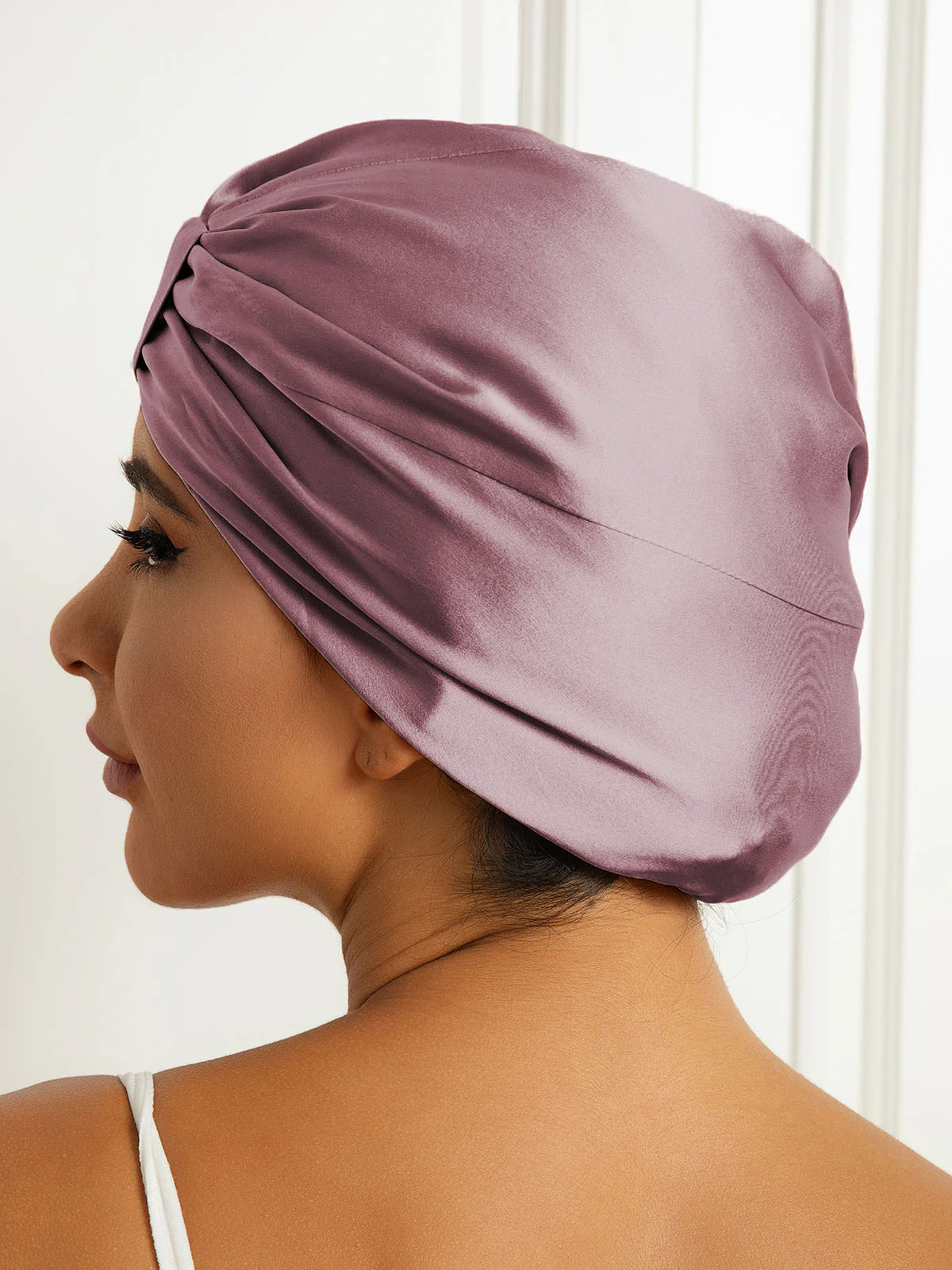 Gorro turbante de noche de doble capa de seda pura - Image 14