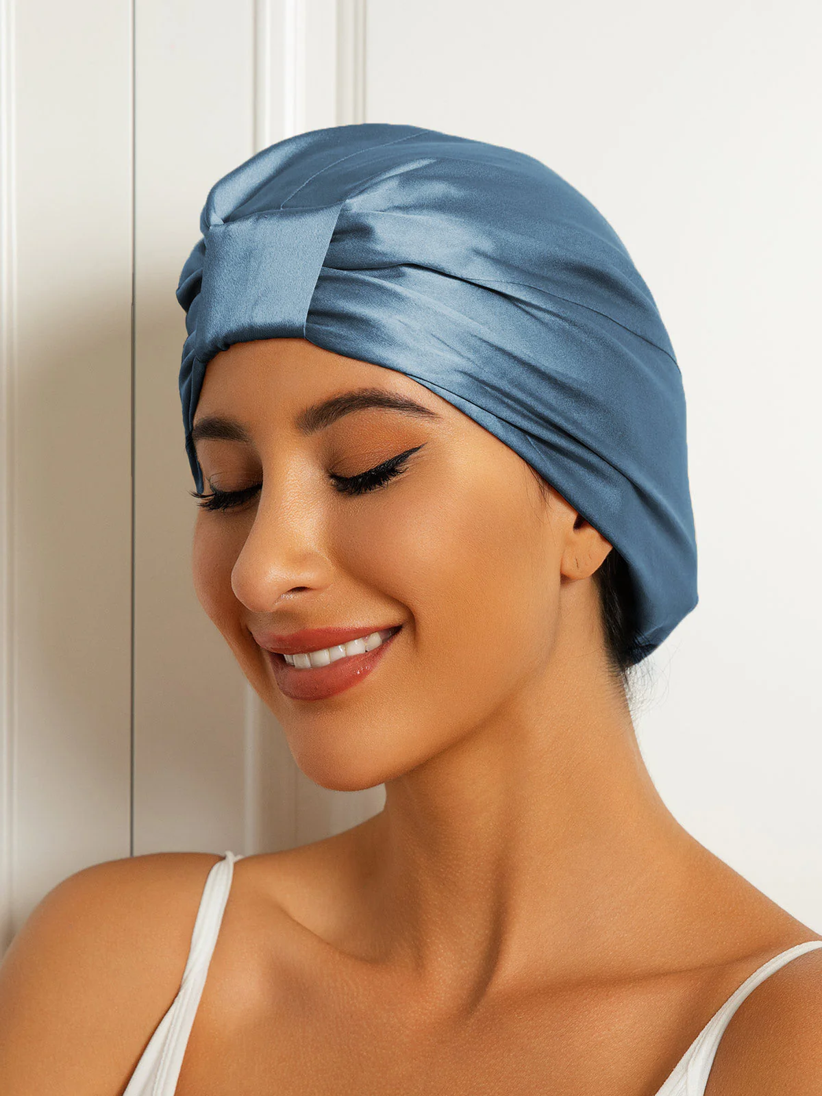 Gorro turbante de noche de doble capa de seda pura - Image 17
