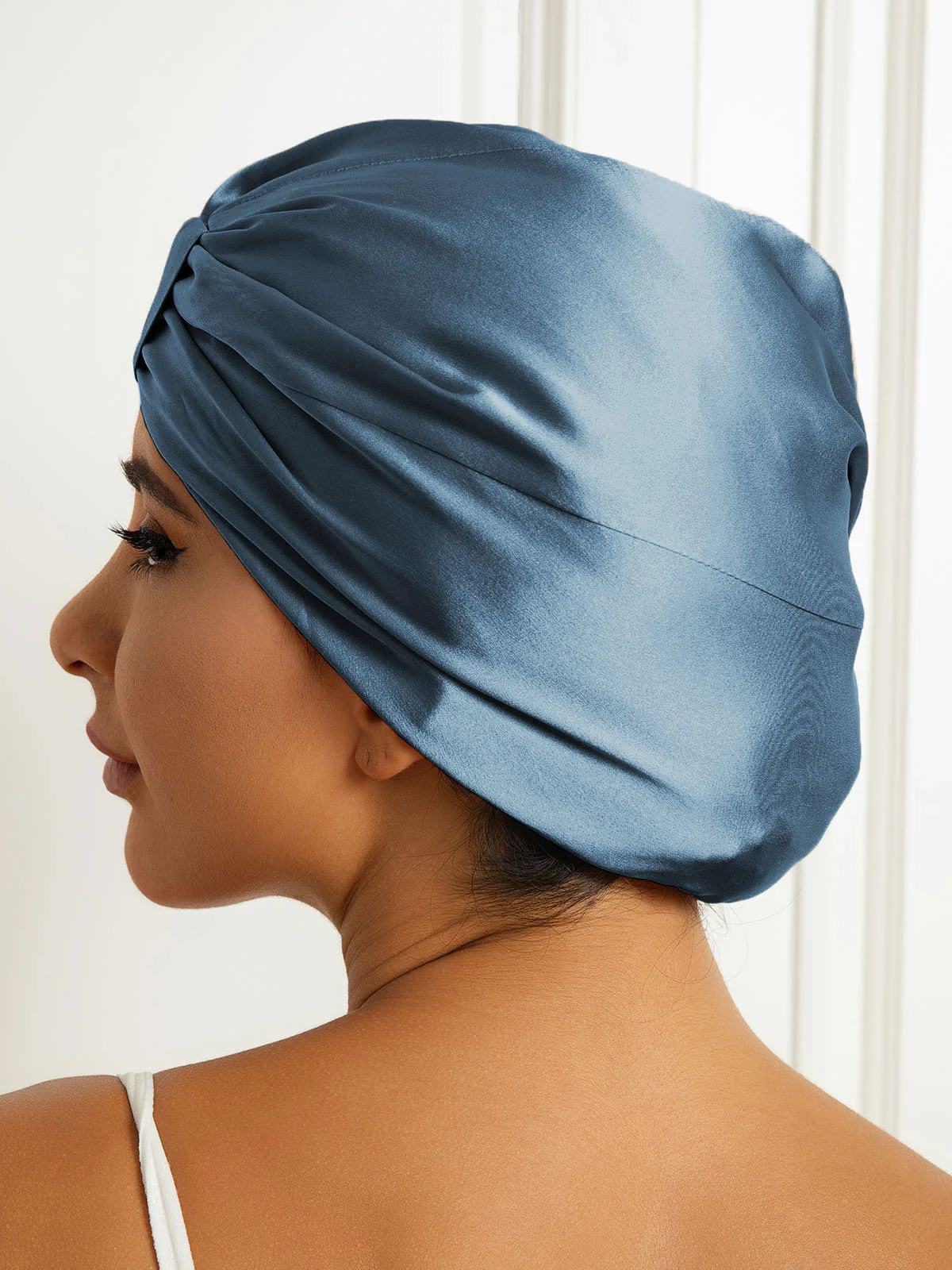 Gorro turbante de noche de doble capa de seda pura - Image 19
