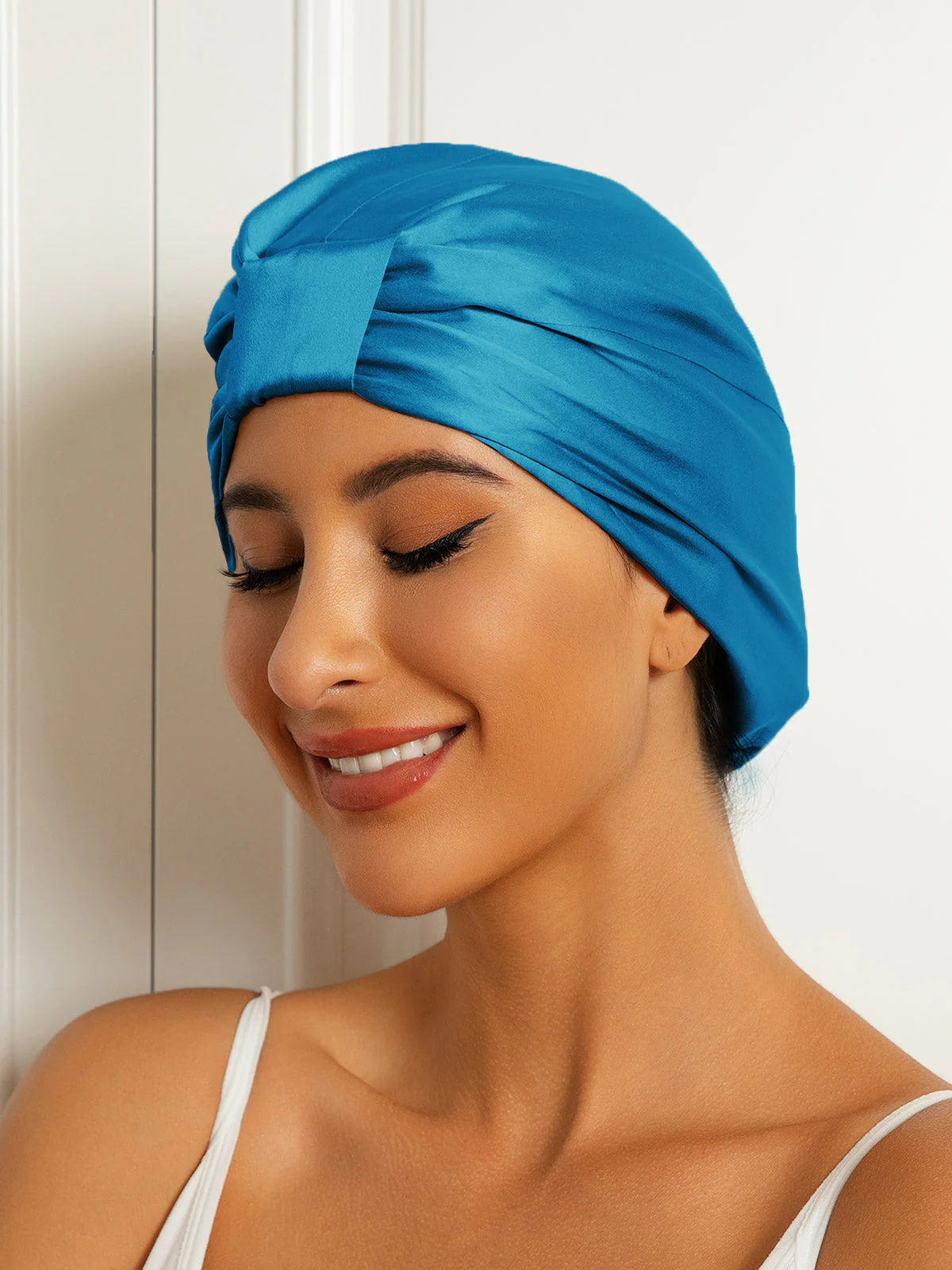 Gorro turbante de noche de doble capa de seda pura - Image 22