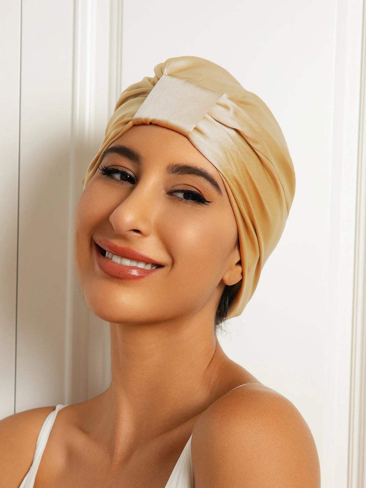 Gorro turbante de noche de doble capa de seda pura - Image 31