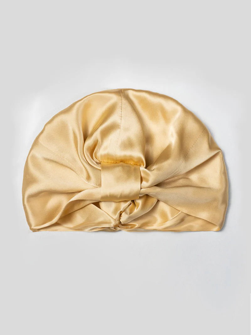 Gorro turbante de noche de doble capa de seda pura - Image 35
