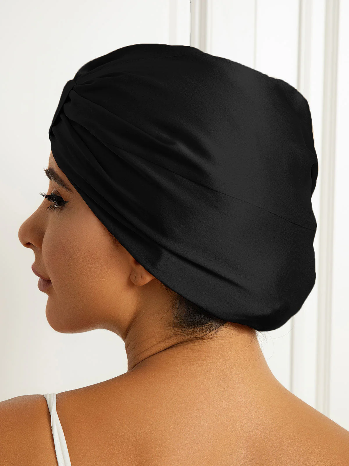 Gorro turbante de noche de doble capa de seda pura - Image 9