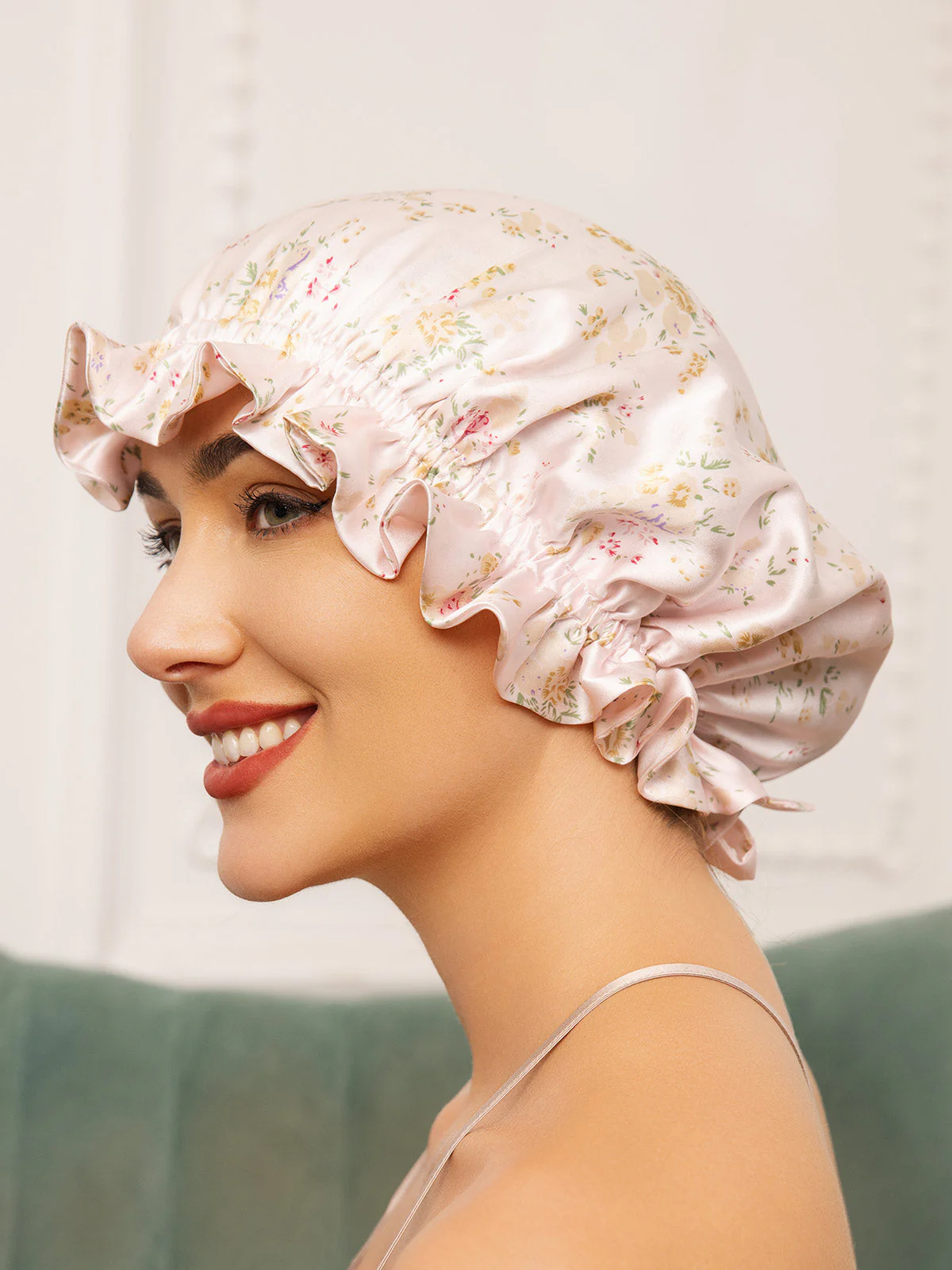 Gorro de doble capa de seda pura con cinta - Image 14
