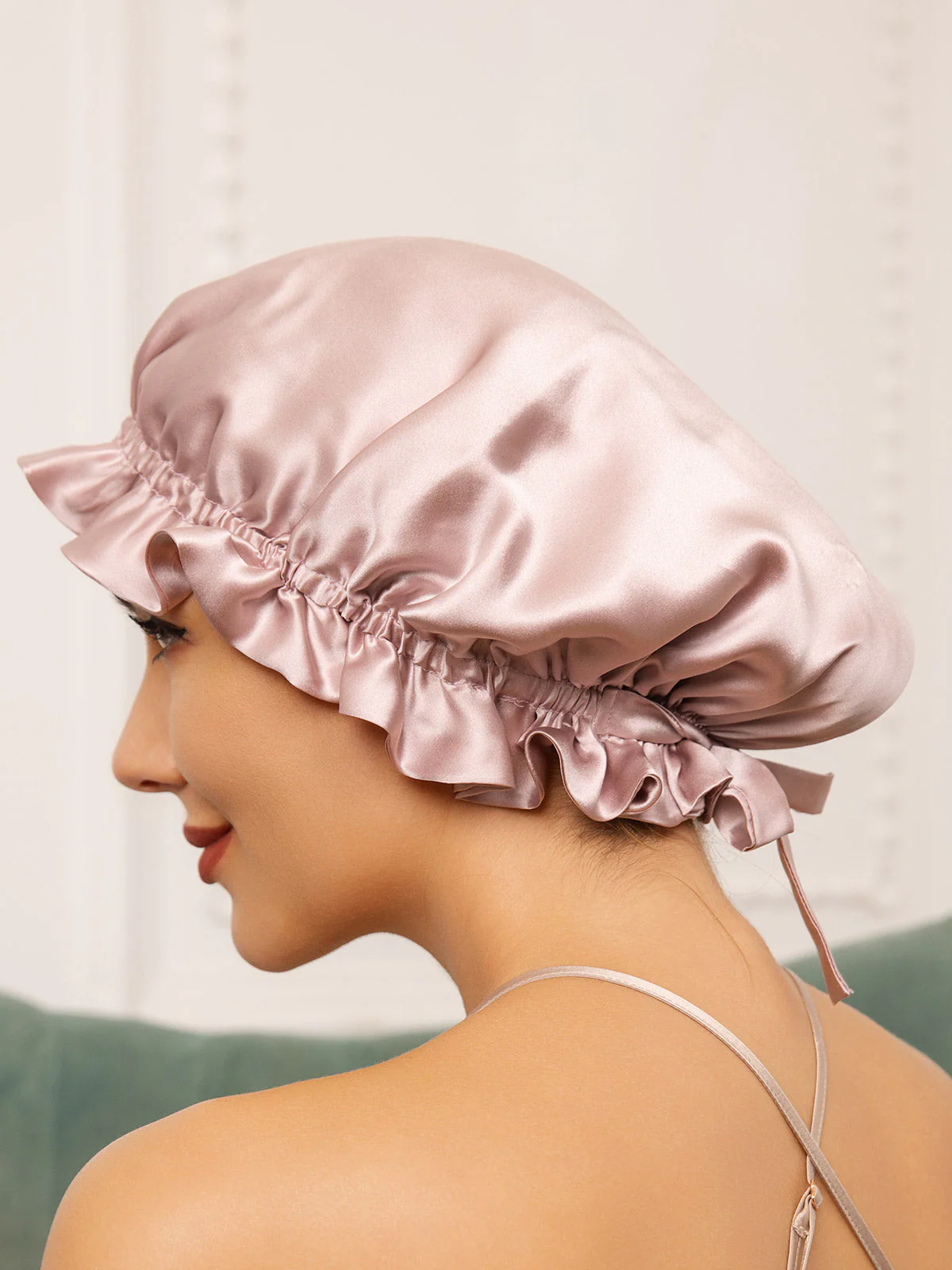 Gorro de doble capa de seda pura con cinta - Image 19