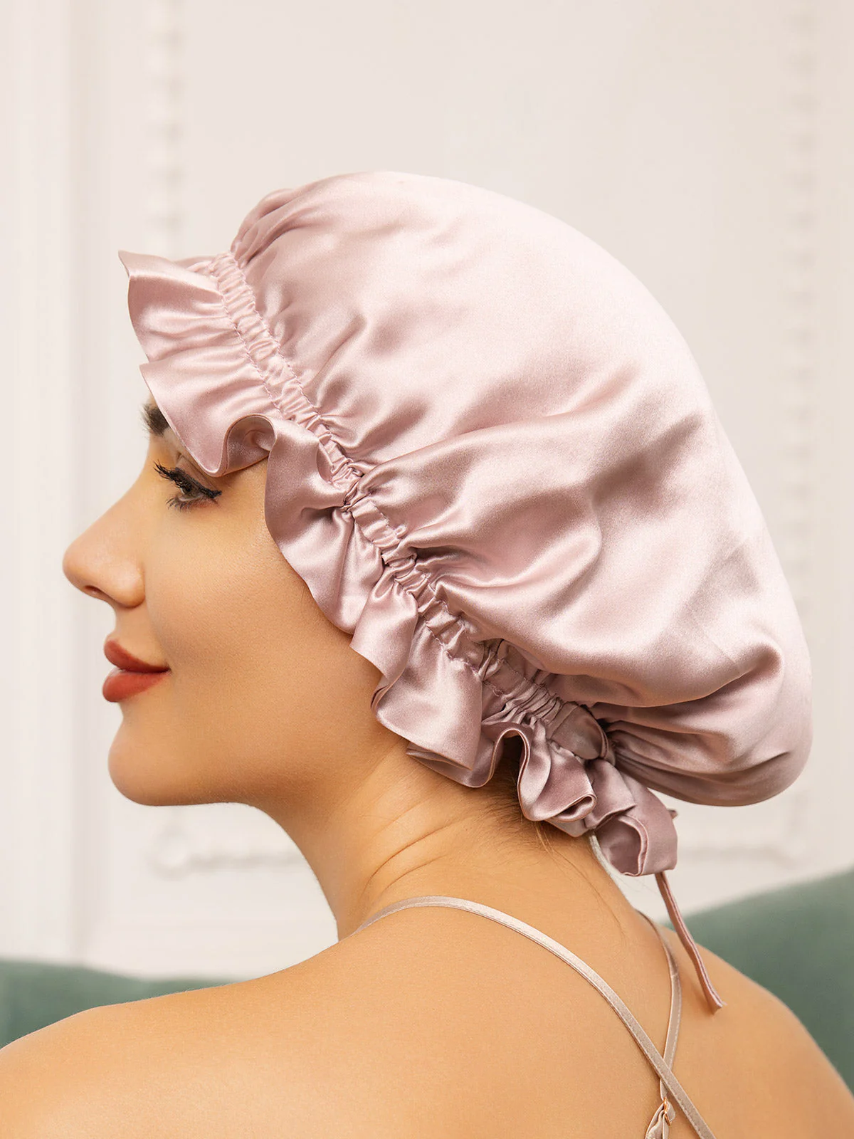Gorro de doble capa de seda pura con cinta - Image 20