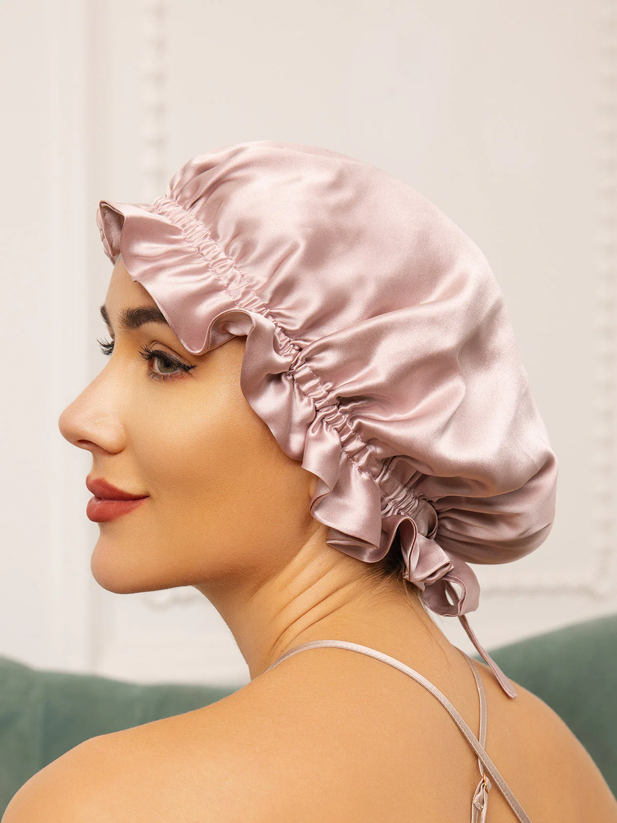 Gorro de doble capa de seda pura con cinta - Image 21