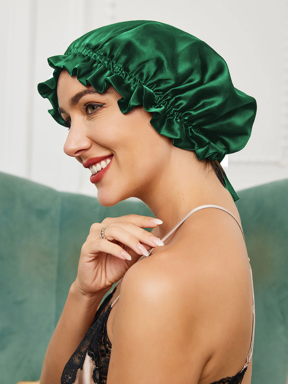 Gorro de doble capa de seda pura con cinta - Image 23