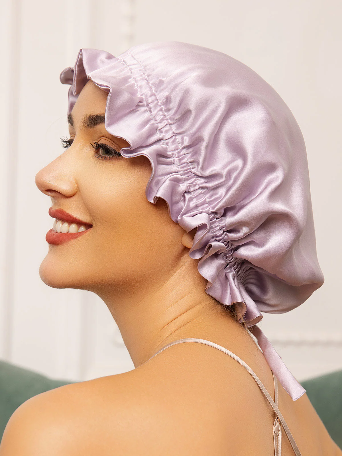 Gorro de doble capa de seda pura con cinta - Image 26