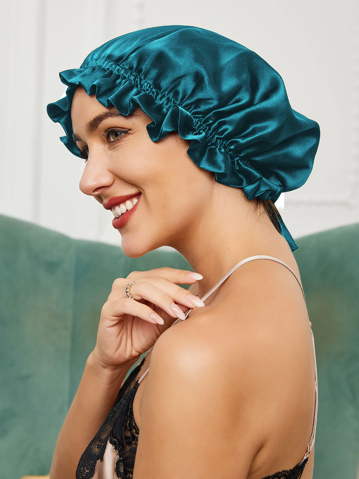 Gorro de doble capa de seda pura con cinta - Image 30
