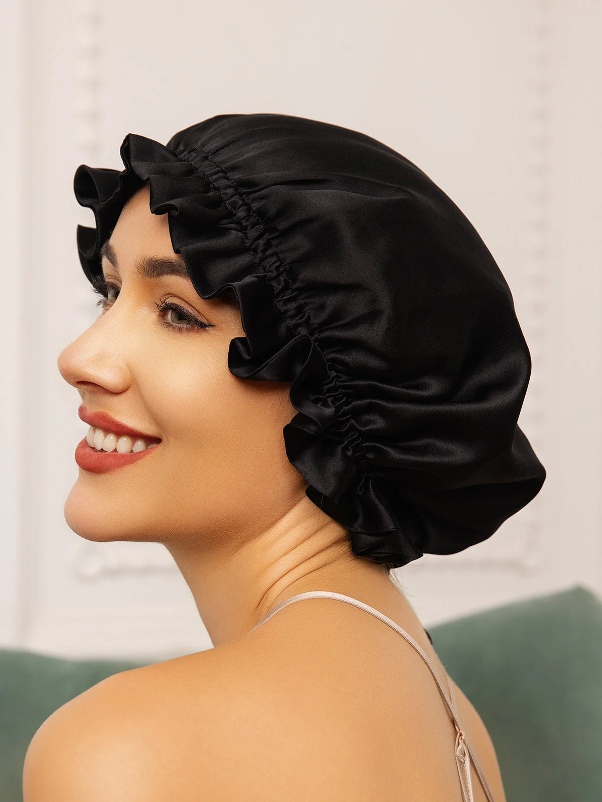 Gorro de doble capa de seda pura con cinta - Image 6