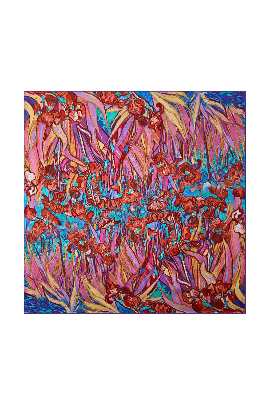 Pañuelo Cuadrado de Seda Pura con Estampado Floral - Tamaño 53x53cm