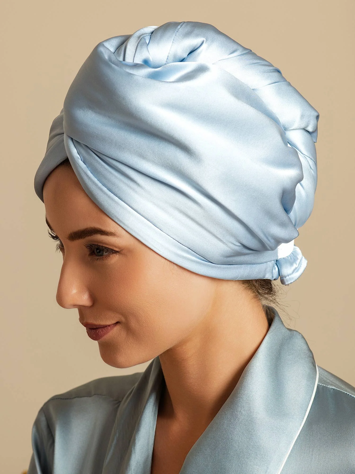 100% Seda de Mora Toalla Turbante Bifásica para el Cabello – Secado Rápido, Anti-Frizz & Suave con el Cabello - Image 14