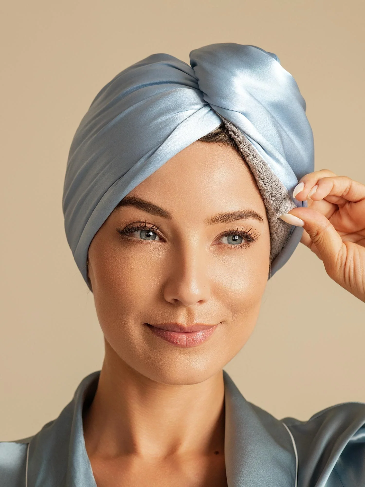 100% Seda de Mora Toalla Turbante Bifásica para el Cabello – Secado Rápido, Anti-Frizz & Suave con el Cabello - Image 16