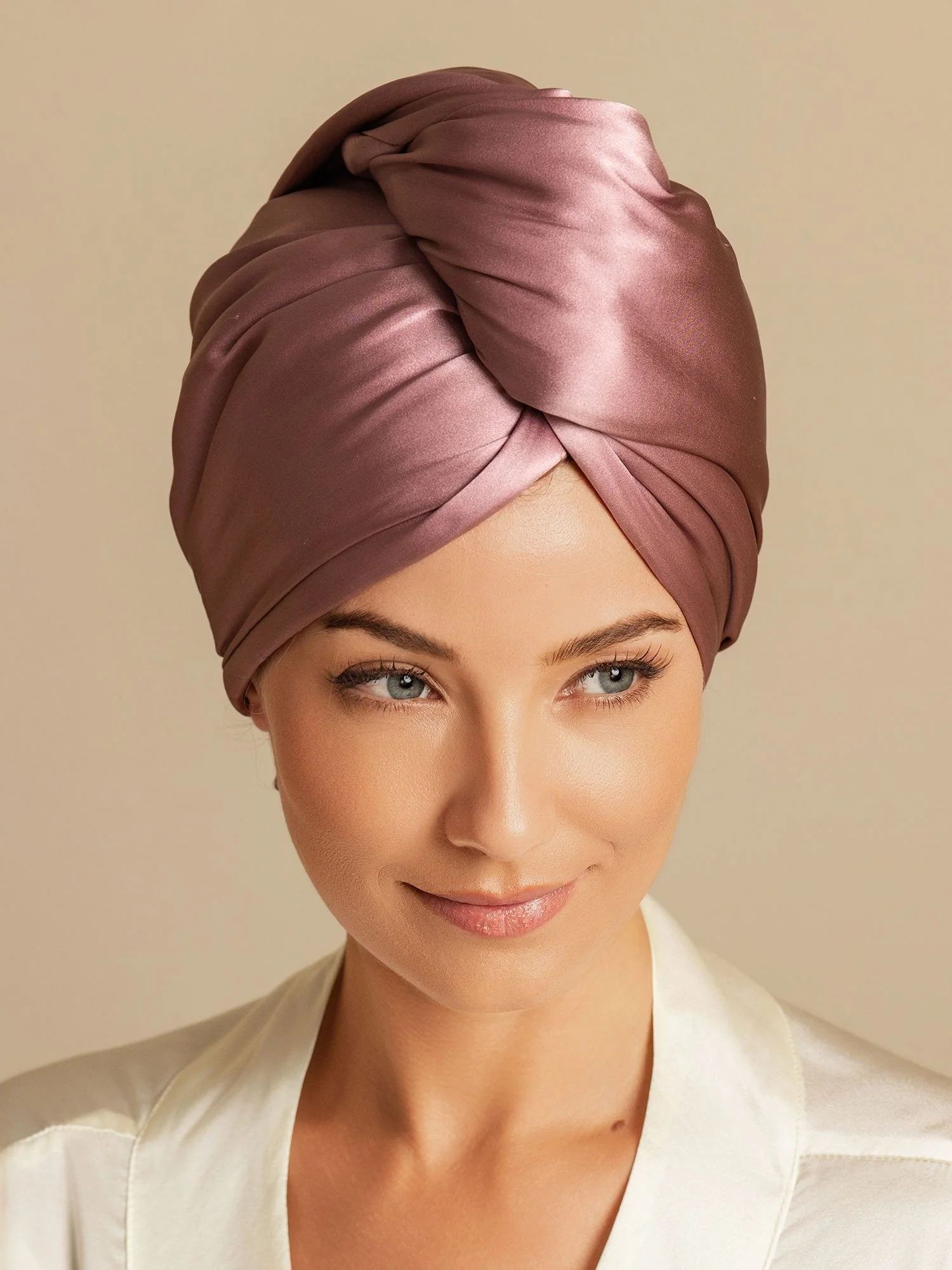 100% Seda de Mora Toalla Turbante Bifásica para el Cabello – Secado Rápido, Anti-Frizz & Suave con el Cabello - Image 4