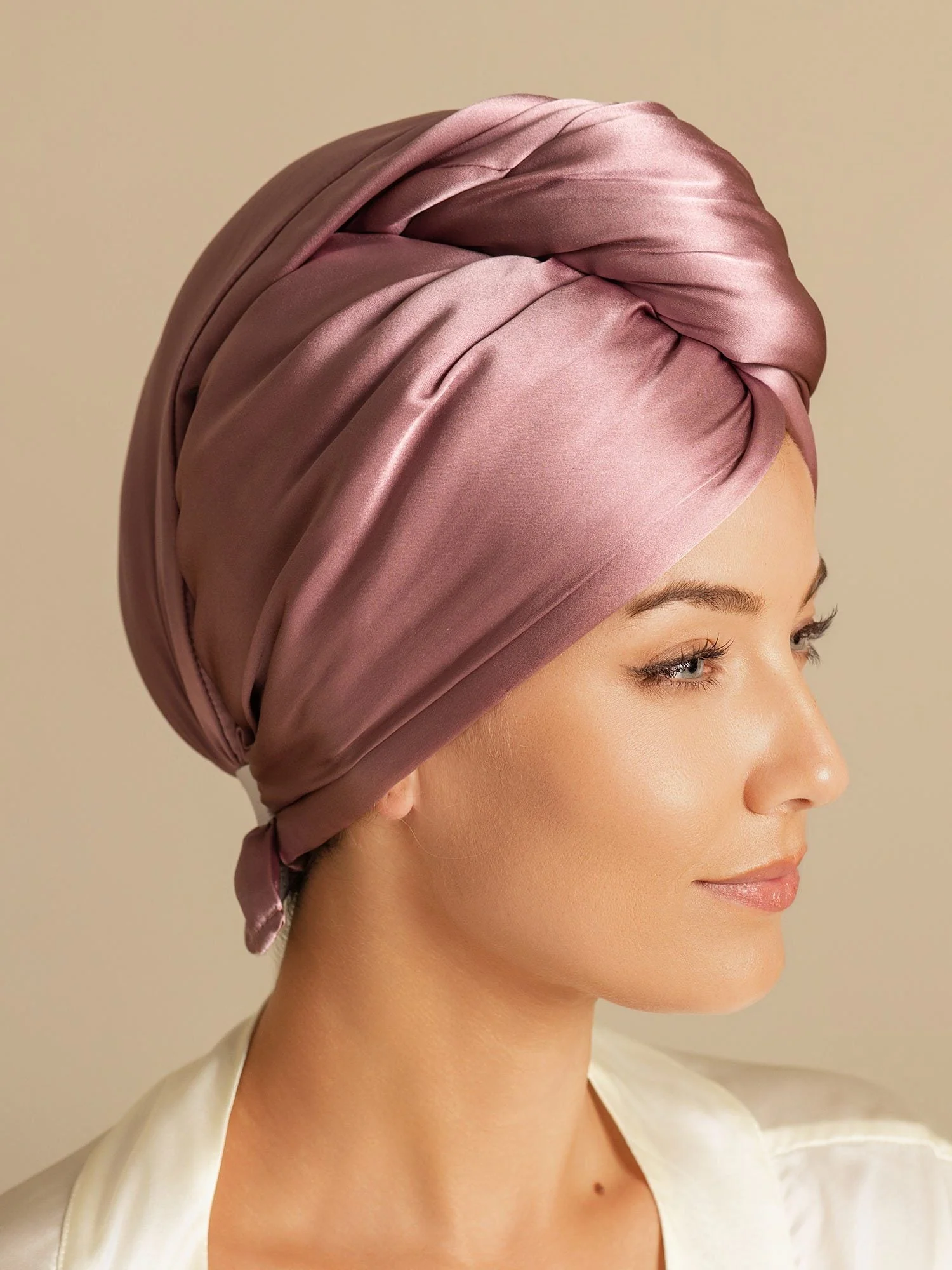 100% Seda de Mora Toalla Turbante Bifásica para el Cabello – Secado Rápido, Anti-Frizz & Suave con el Cabello - Image 5