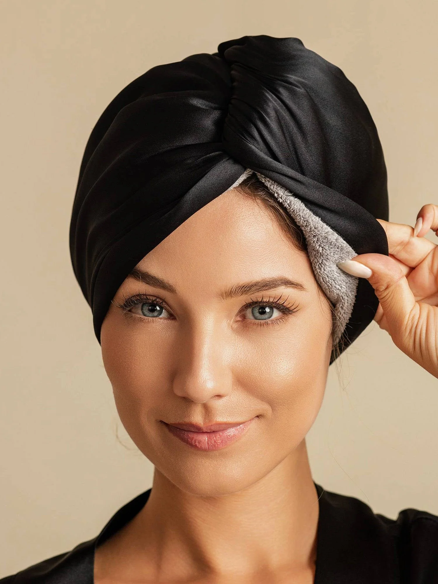 100% Seda de Mora Toalla Turbante Bifásica para el Cabello – Secado Rápido, Anti-Frizz & Suave con el Cabello - Image 6