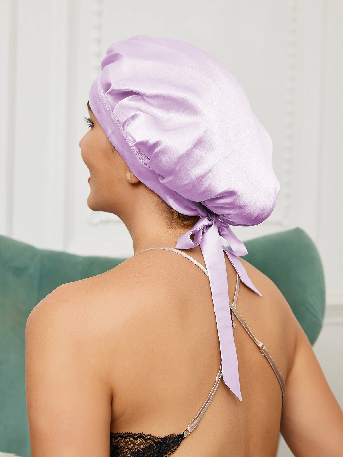 Gorro de encaje de pura seda con cintas - Image 18