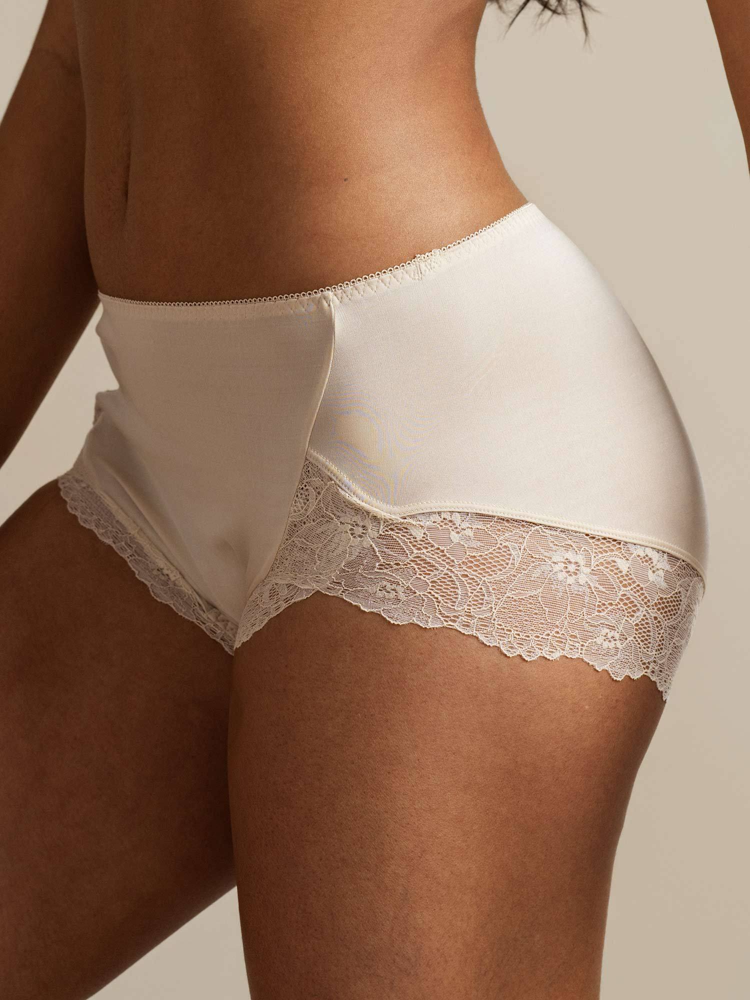 100% Seda de Morera Braguita de Talle Alto Con Encaje - Image 26