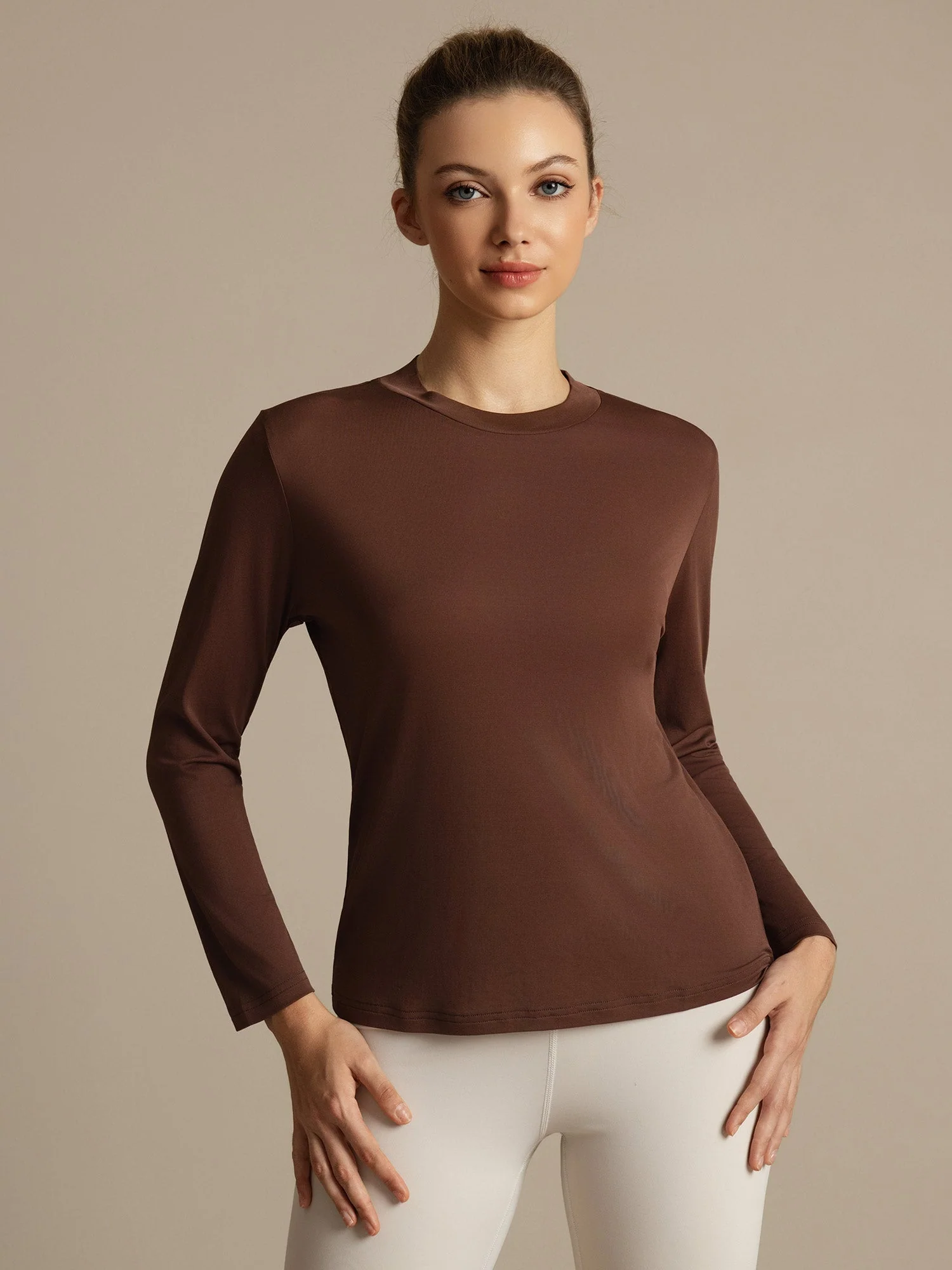 Camiseta Deportiva Mujer Manga Larga Cuello Redondo Seda Pura - Image 11