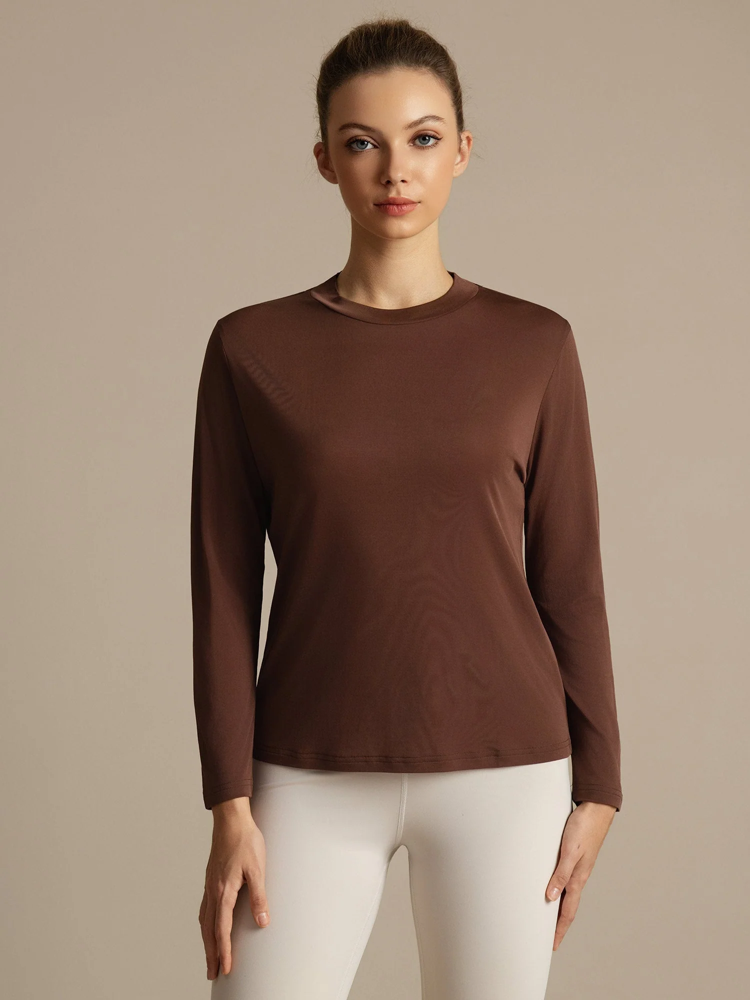 Camiseta Deportiva Mujer Manga Larga Cuello Redondo Seda Pura - Image 13