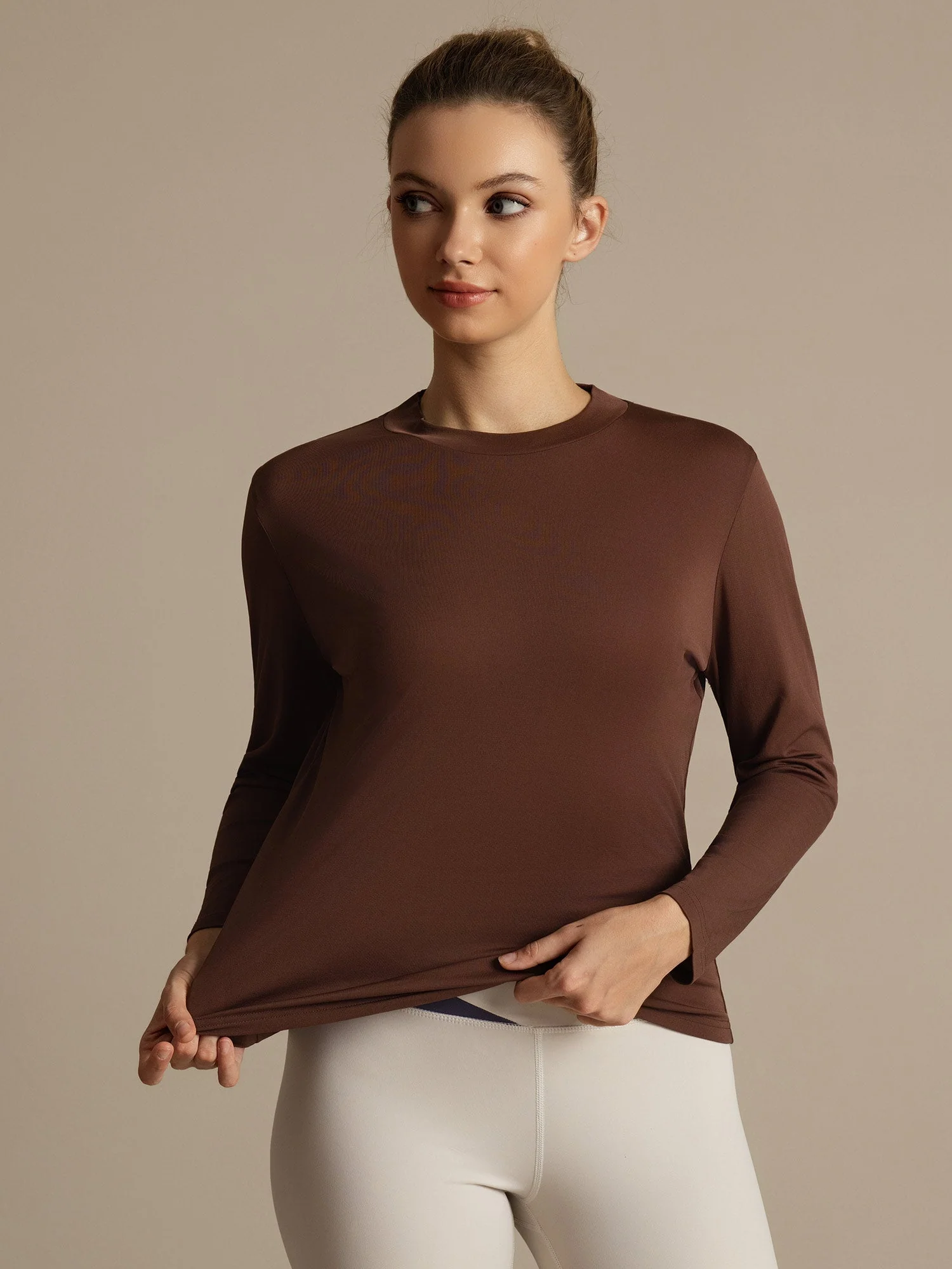 Camiseta Deportiva Mujer Manga Larga Cuello Redondo Seda Pura - Image 14