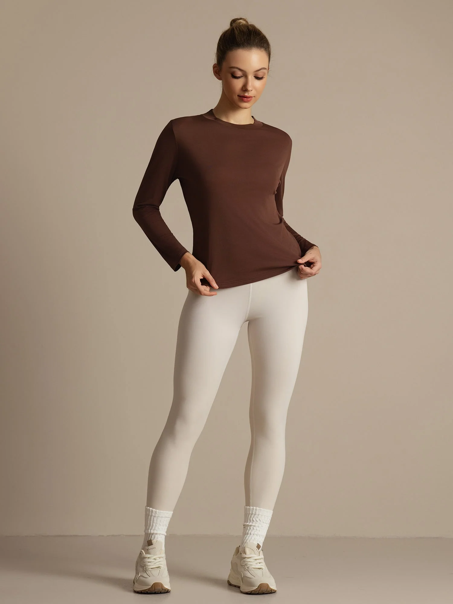 Camiseta Deportiva Mujer Manga Larga Cuello Redondo Seda Pura - Image 17