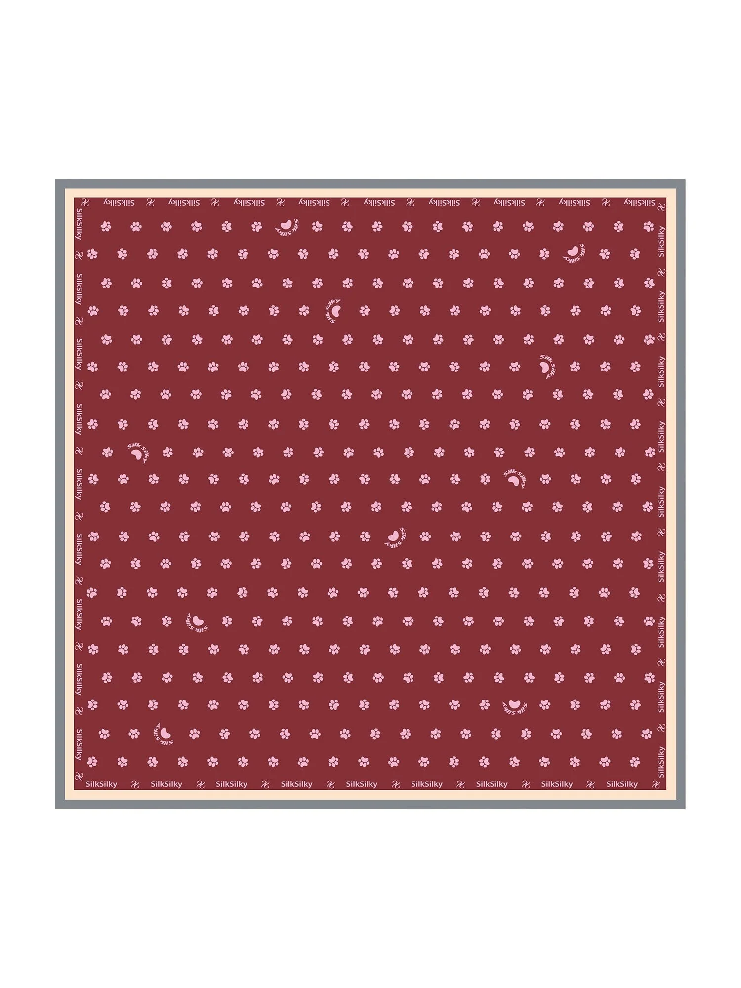 Pañuelo Cuadrado de Seda Pura con Huella de Pata - Tamaño 90x90cm