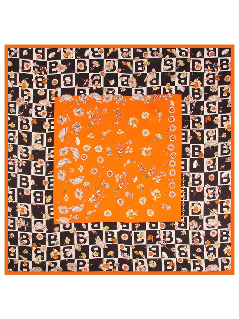 Pañuelo Cuadrado de Diseñador Estampado de 100% Seda de Mora 53x53cm/21" - Image 22