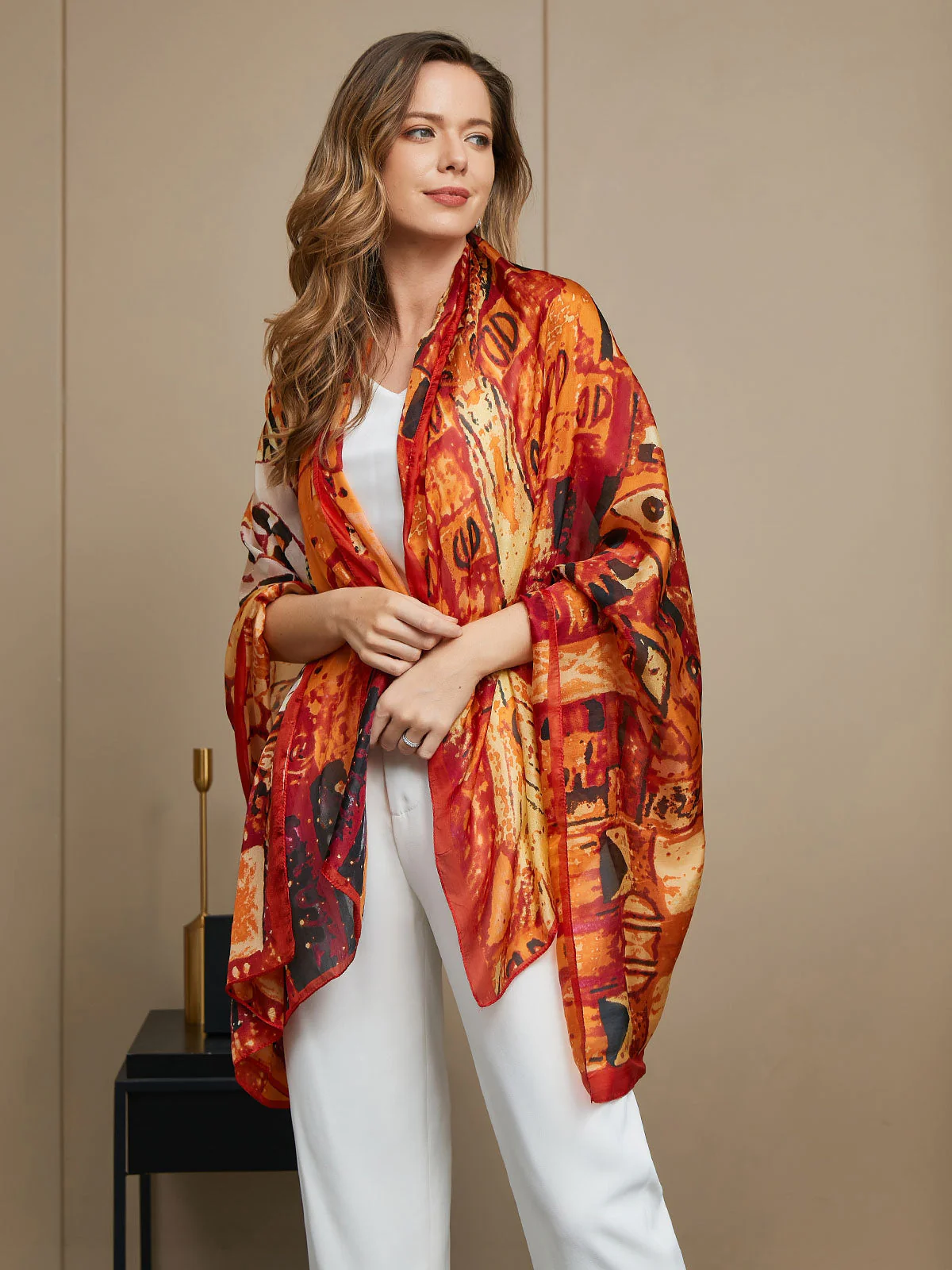 Bufanda Rectángulo Estampado Seda Pura / Chal 175x105cm - Image 10
