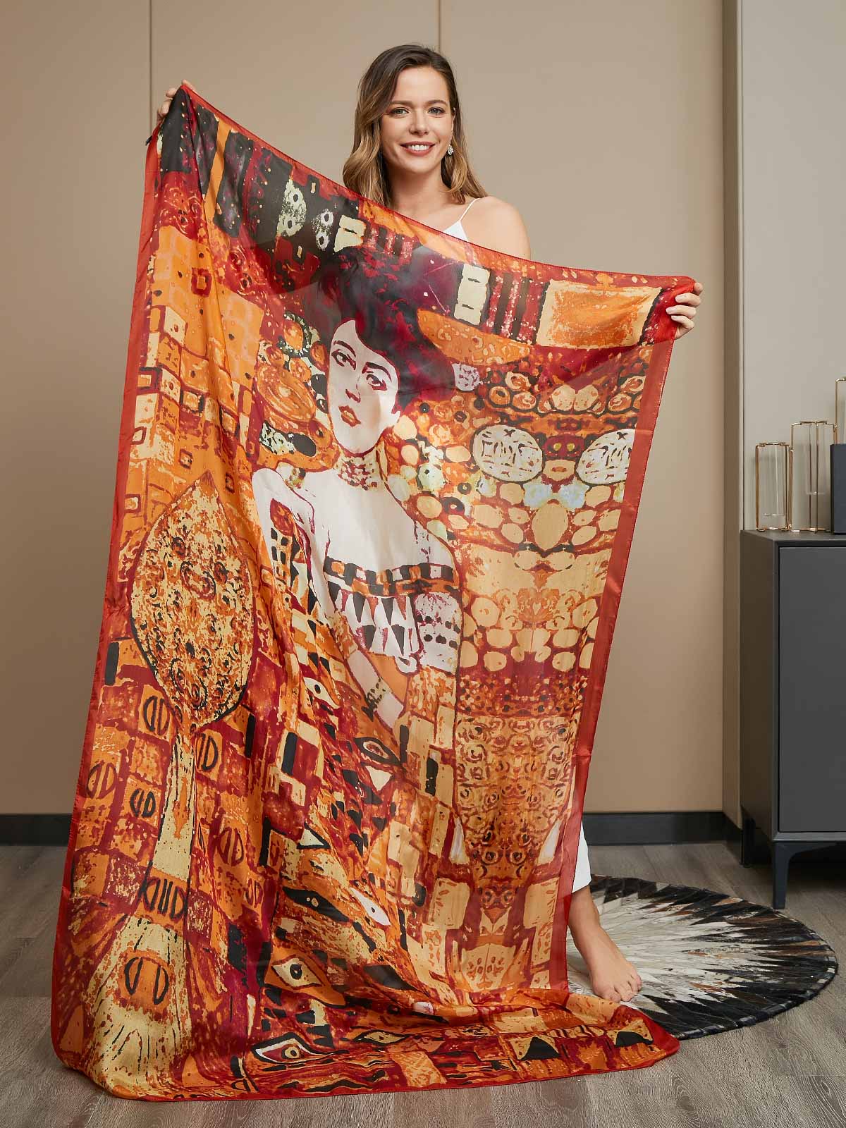 Bufanda Rectángulo Estampado Seda Pura / Chal 175x105cm - Image 7