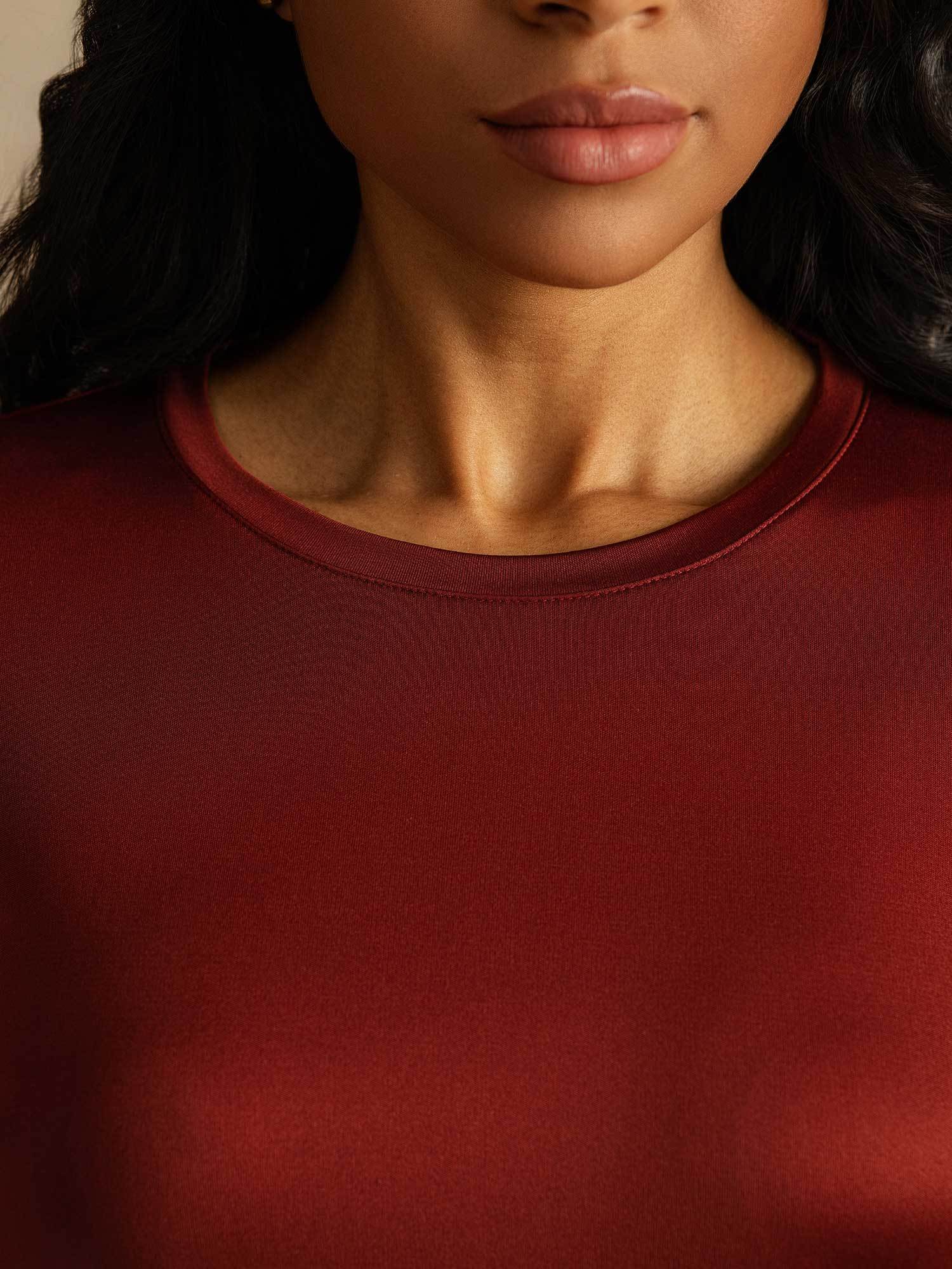Top De Mujer De Pura Seda De Manga Larga Con Cuello Redondo - Image 30