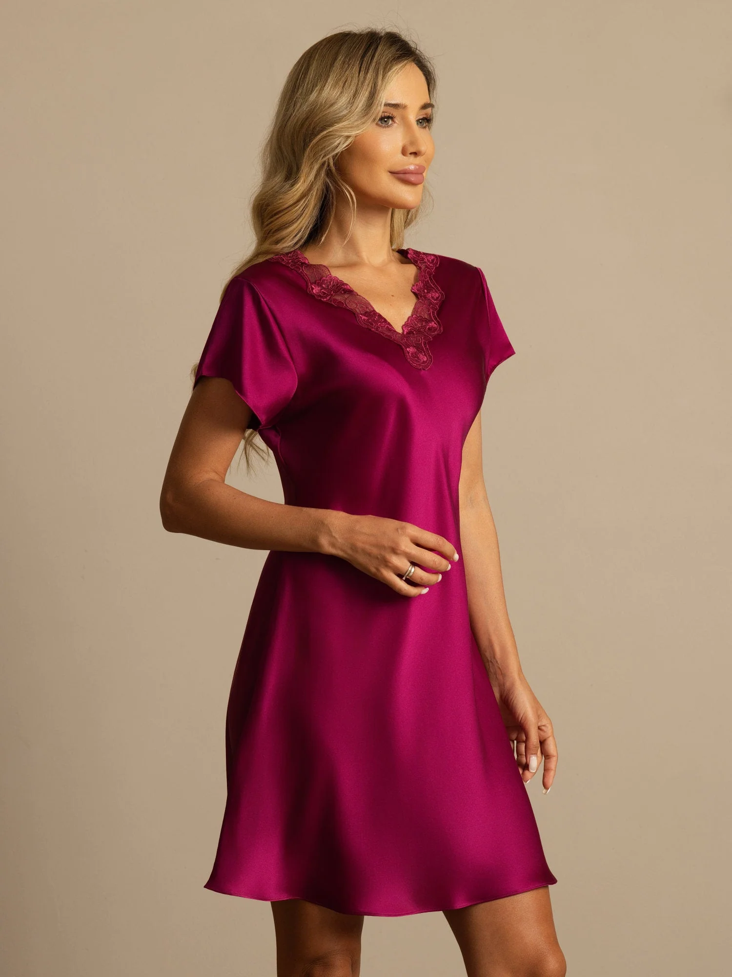 Camisón sexy de seda pura con abertura lateral - Image 36