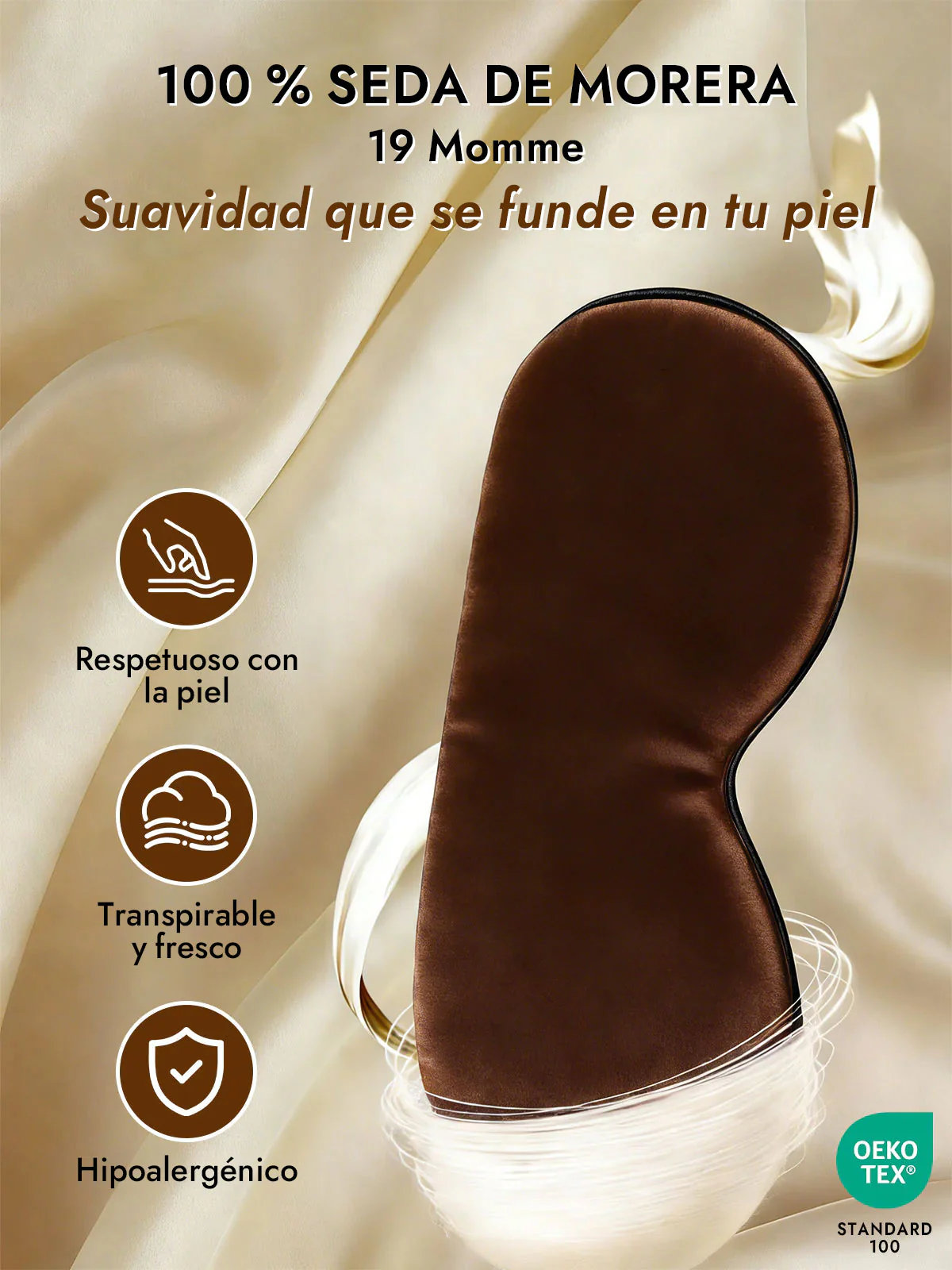 Pura Seda Elástica Banda Dormir Antifaz - Image 21
