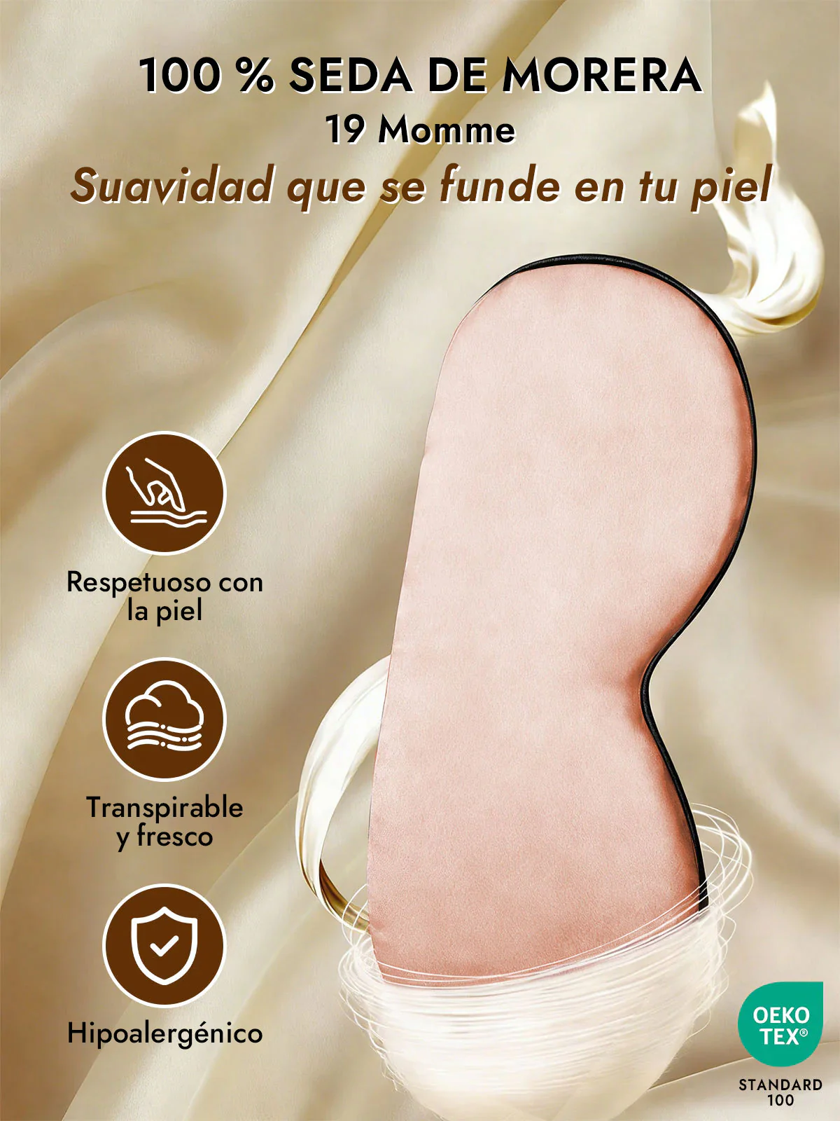 Pura Seda Elástica Banda Dormir Antifaz - Image 27