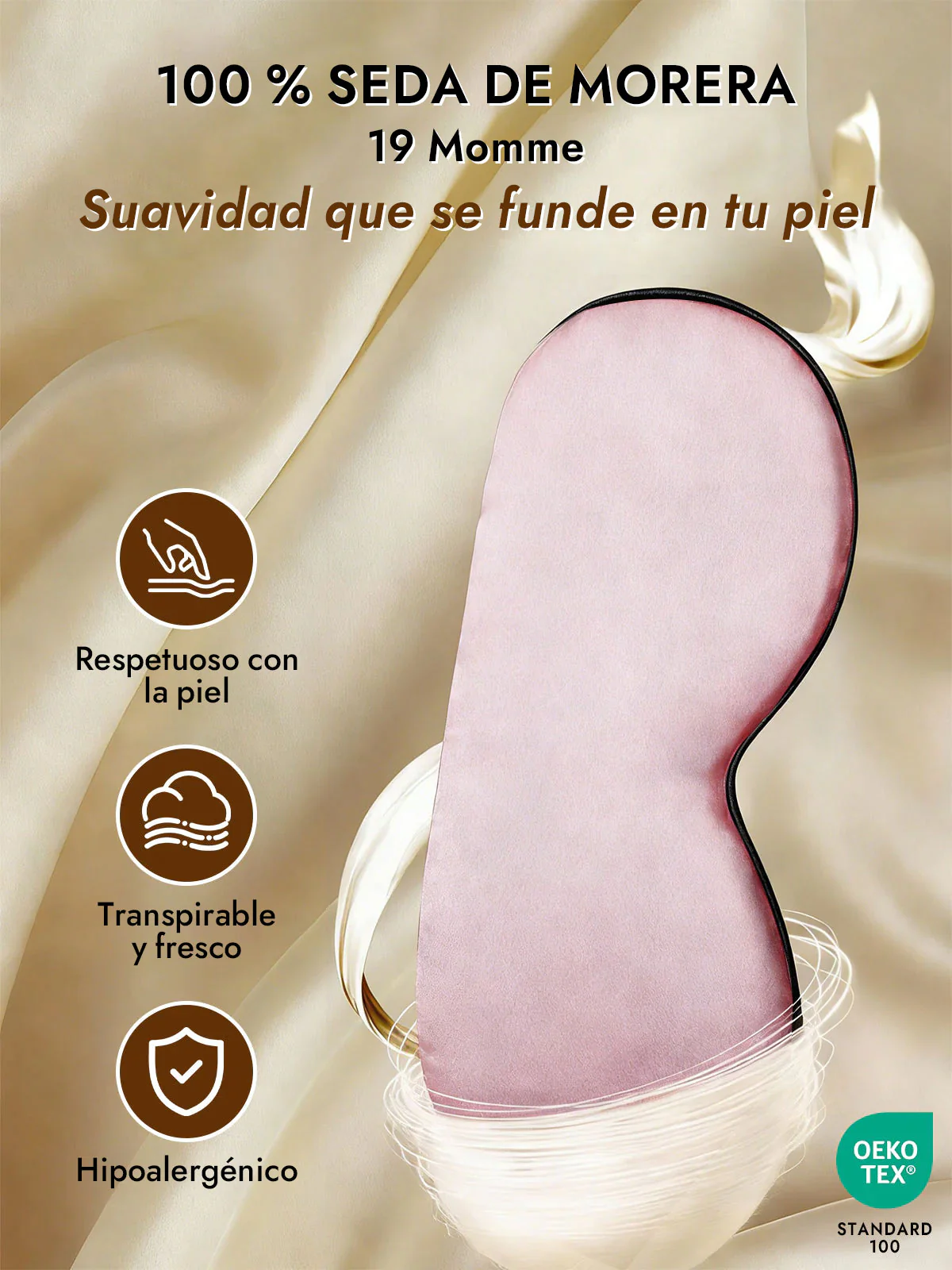 Pura Seda Elástica Banda Dormir Antifaz - Image 33