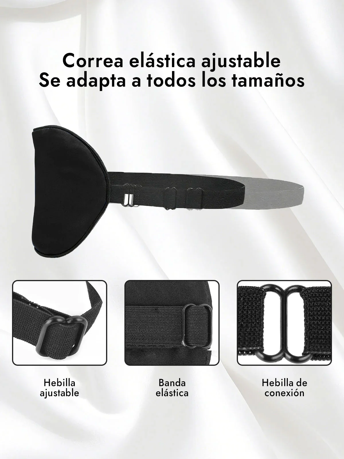 Pura Seda Elástica Banda Dormir Antifaz - Image 4